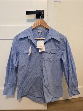 Petite Studio Coleen Cotton Blue Shirt NWT